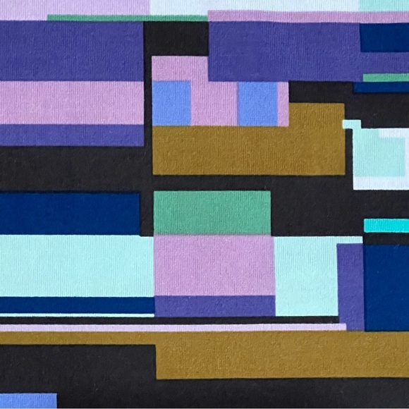 BCBGMaxAZRIA Geometric Patterned Blue and Purple Dress Size Large - Picture 2 of 11